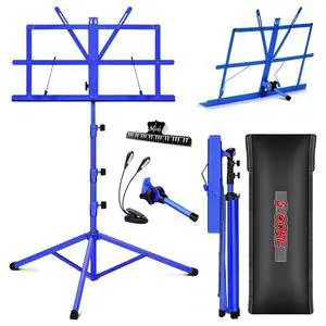 5 Core Sheet Music Stand 2 in 1 Dual Use Professional Portable Adjustable 28-67 Inch Folding Music Note Holder Tripod Stands Blue - MUS FLD 4S BLU WLGT 5 Core Sheet Music Stand 2 in 1 Dual Use Professional Portable Adjustable 28-67 Inch Folding Music Note Holder Tripod Stands Blue - MUS FLD 4S BLU WLGT