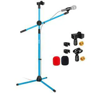 5 Core Mic Stand Floor Universal Height Adjustable Tripod Microphone Stands Holds 2 Mics w Extending Telescoping Boom Arm Foldable Portable for Studio On Stage Sky Blue - MS DBL G SKY BLU 5 Core Mic Stand Floor Universal Height Adjustable Tripod Microphone Stands Holds 2 Mics w Extending Telescoping Boom Arm Foldable Portable for Studio On Stage Sky Blue - MS DBL G SKY BLU