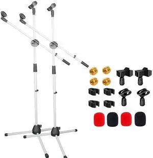 5 Core Microphone Stand Floor Pair Universal Adjustable 63" Tripod Mic Stands w Boom Arm 5 Core Microphone Stand Floor Pair Universal Adjustable 63" Tripod Mic Stands w Boom Arm