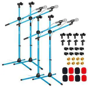 5 Core Mic Stand Floor Height 4Pcs Adjustable Tripod Microphone Stands w Extending Telescoping Boom Arm 5 Core Mic Stand Floor Height 4Pcs Adjustable Tripod Microphone Stands w Extending Telescoping Boom Arm