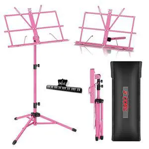 5 Core Music Stand Height Adjustable Desktop Book Stands Portable Sheet Holder All Metal Bookstand Foldable Atril Para Partituras w Carrying Bag & Clip Pink - MUS FLD PNK 5 Core Music Stand Height Adjustable Desktop Book Stands Portable Sheet Holder All Metal Bookstand Foldable Atril Para Partituras w Carrying Bag & Clip Pink - MUS FLD PNK