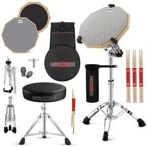 5 Core Drum Throne Adjustable Guitar Stool Padded Seat + Drum Practice Pad Snare Drumming Stand 5 Core Drum Throne Adjustable Guitar Stool Padded Seat + Drum Practice Pad Snare Drumming Stand