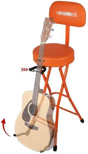 5Core Guitar Stool 3.15" Padded Chair w Backrest Foldable Music Seat Built in Foot Rest Guitar Stand 5Core Guitar Stool 3.15" Padded Chair w Backrest Foldable Music Seat Built in Foot Rest Guitar Stand