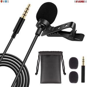 Professional Omnidirectional Lavalier Microphone 3.5mm Clip-On Lapel Mic for Smartphone DSLR Camera PC Interview Video Camcorders Audio Recorder 5 Core CM MOB 2M