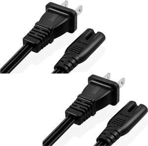 5 Core Extra Long 12ft 2 Prong 2 Pack Non-Polarized AC Wall Power Cable 2 Slot Cord for HP Dell Samsung Sony Asus Acer Toshiba Laptop Charger LED LCD Monitor Replacement Power Cord PP 1002 2 Pcs