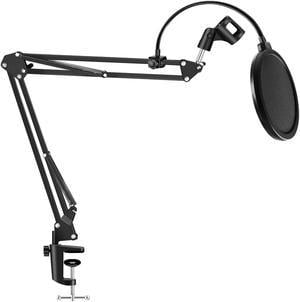 Professional Microphone Stand with Pop Filter Heavy Duty Microphone Suspension Scissor Arm Stand and Windscreen Mask Shield 5 Core RM STND 2 (with Pop Filter)