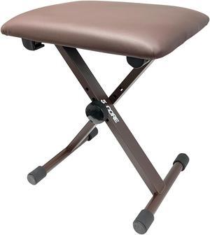 5 Core Premium Adjustable Padded Keyboard X-Style Bench Portable Foldable Piano Keyboard Stool Extra Thick Padded Chair 4 Non-Slip Rubber Feet , Thick Foam Cushion, Brown No Installation Needed DS 02
