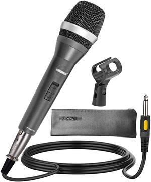 5 Core Karaoke Microphone Dynamic Vocal Cardioid Unidirectional Mic w ON/ OFF Switch XLR Cord, Clip 5C-POWER