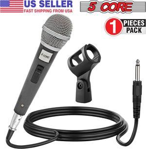 5 Core Karaoke Microphone Dynamic Vocal Cardioid Unidirectional Mic w ON/ OFF Switch XLR Cord, Clip PM 18