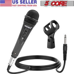 5 Core Karaoke Microphone Dynamic Vocal Cardioid Unidirectional Mic w ON/ OFF Switch XLR Cord, Clip PM 816