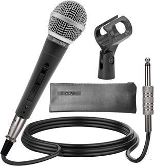 5 CORE Vocal Dynamic Cardioid Handheld Microphone Mic Clip, On/Off Switch for Karaoke Singing  16ft Detachable XLR Deluxe Cable to ¼ Audio Jack, ND 58 Black