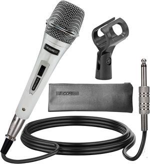 5Core Microphone Pro Neodymium Dynamic Mic XLR Audio Cardiod Karaoke w/ Mic Clip ND 909 CHROME