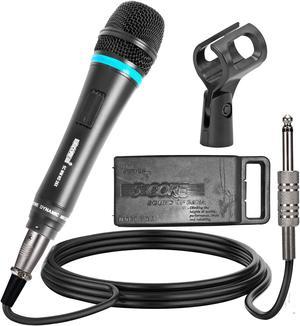 5 Core Premium Vocal Dynamic Cardioid Handheld Microphone Neodymium Magnet Unidirectional Mic, 16ft Detachable XLR Deluxe Cable to ¼ Audio Jack, Mic Clip, On/Off Switch for Karaoke Singing (ND-26X)