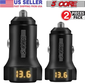 5 Core 2 Pcs Car Charger Dual Smart Fast USB Port Adapter Speedy Charging Phone Car PLug CDKC11 USBC 2Pcs 5 Core 2 Pcs Car Charger Dual Smart Fast USB Port Adapter Speedy Charging Phone Car PLug CDKC11 USBC 2Pcs