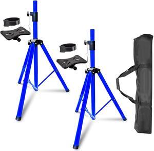 5 Core 2 Pieces PA Speaker Stands Adjustable Height Professional Heavy Duty DJ Tripod with Mounting Bracket, Tie and 2 Pieces Carrying Bag, Extend from 40 to 72 inches, Blue - Supports 132 lbs SS HD 2