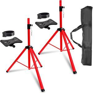 5 Core 2 Professional Speaker Tripod Stand Adjustable Up to 71 inches Heavy Duty Durable Steel, Portable 35mm Compatible Insert Perfect for Home, on stage or in Studio Use Pair - Red SS HD 2 PK RED