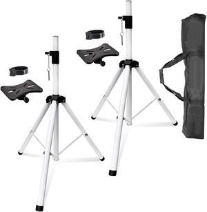 5 Core 2 Pieces PA Speaker Stands Adjustable Height Professional Heavy Duty DJ Tripod with Mounting Bracket, Tie and 2 Pieces Carrying Bag, Extend from 40 to 72 inches, White - Supports 132 lbs SS HD