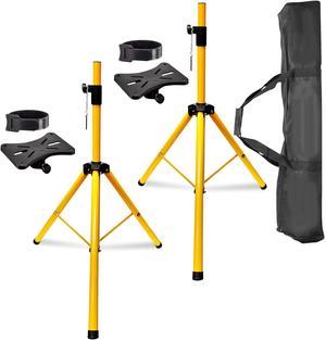 5 Core 2 Pieces PA Speaker Stands Adjustable Height Professional Heavy Duty DJ Tripod with Mounting Bracket, Tie and 2 Pieces Carrying Bag, Extend from 40 to 72 inches, Yellow - Supports 132 lbs SS HD