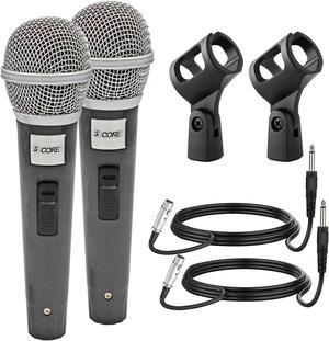 5 CORE 2 Pack Vocal Dynamic Cardioid Handheld Microphone Unidirectional Mic with 16ft Detachable XLR Cable to ¼ inch Audio Jack and On/Off Switch for Karaoke Singing Pair PM 18 2PCS