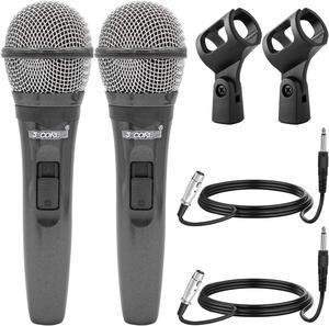 5 CORE 2 Pack Vocal Dynamic Cardioid Handheld Microphone Unidirectional Mic with 16ft Detachable XLR Cable to ¼ inch Audio Jack and On/Off Switch for Karaoke Singing Pair PM 600 2PCS