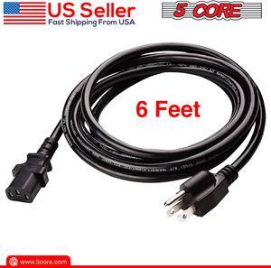 5 Core 6 Feet 3 Prong Replacement AC Wall Power Cord for LCD Computer Monitor PS3 Premium Quality Copper Wire Core 5 Core PC1001 Ratings on Amazon Free Priority Shipping