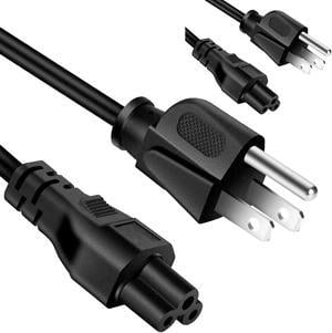 5 Core Extra Long 6ft 3 Prong 2 Pack NonPolarized AC Wall Power Cable Cord for HP Dell Samsung Sony Asus Acer Toshiba Laptop Charger LED LCD Monitor Replacement Power Cord PL 2 Pcs