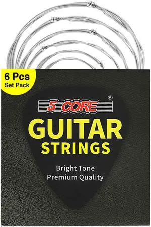 5 Core Guitar strings Steel Acoustic 6 Pieces in 1 Set Guitar Strings guitar & bass accessories, Light, Gauge 0.010-0.048 Plain Steel Shield Package Corrosion-Free GS AC