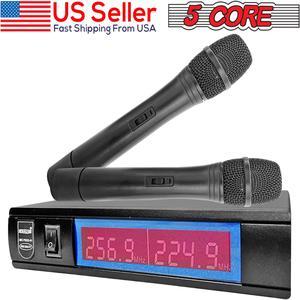 5Core VHF Dual Channel DIGITAL Wireless Microphone System Receiver & 2x Hand Mic