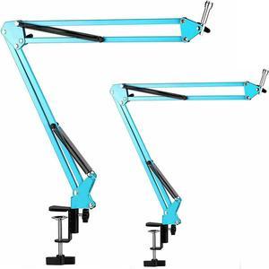 5 Core Adjustable Suspension Boom Scissor Mic Stand, with 3/8" to 5/8" Adapter, Mic Clip, Upgraded Heavy Duty Clamp & dual suspension springs desk mic stand- MS ARM BLU 2Pcs