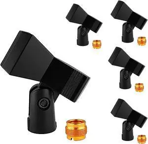 5 Core Microphone Clip Holder 5 Pieces with Screw Adapters 5/8 to 3/8 Inch - MC 04 5PCS