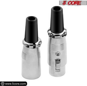 5 CORE XLR Connector Male Female to 1/4 Audio Jack 3 Pin Secure Microphone Plug with Locking Ends - XLR 1 Pair