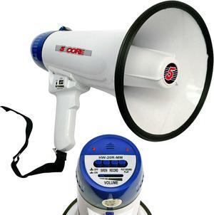 5 Core Megaphone Bullhorn Speaker 20W Bull Horn Battery Power Cheer Megafono 300 Meters Range Loudspeaker W Siren Recording Ergonomic Handle for Coaches Football Baseball Cheerleading - 20R-USB WoB