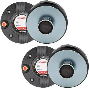 5 Core Compression Driver 400W Peak 200W RMS Combined Power 8 Ohm Titanium Horn Throat Tweeter Speaker 1.5k - 20kHz Frequency 13Oz Magnet 18 TPI Threading - CD 90 2PCS