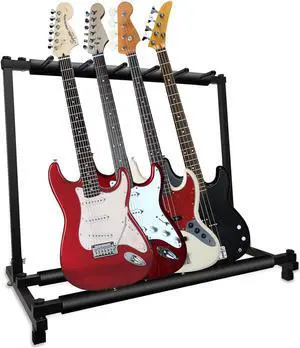 5 Core Guitar Stand Black, 5-Space Multi-Guitar Folding Display Rack Stand Guitar Holder with No slip Rubber Padding for Acoustic, Electric & Bass Guitars- GR 5N1 5 Core Guitar Stand Black, 5-Space Multi-Guitar Folding Display Rack Stand Guitar Holder with No slip Rubber Padding for Acoustic, Electric & Bass Guitars- GR 5N1