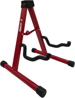5 Core Guitar Stand A Frame Shape w Soft Foam Arms Non Slip Rubber Supports Acoustic Electric Bass Ukulele Banjo for School Studio Stage Concerts Red - GSS RED