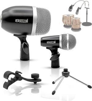 5 Core Tabla Microphone Set Uni-Directional Bayan Dayan Instrument Mic w Balanced XLR Connection TABLA MIC BLK