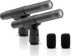 5 Core Instrument 2Pcs Microphone Professional Pencil Condenser XLR Mic w Cardioid Uni Directional Pickup INSTRU MIC 200 GREY 2PCS