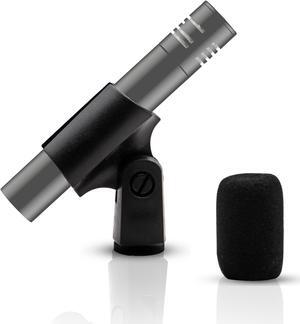 5 Core Professional Instrument Microphone Pencil Mic Condenser Cardioid Unidirectional Stick Microfono with Windscreen Mic Clip & Case INSTRU MIC 300 GREY