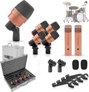 5 Core 7 Piece Drum Microphone Kit  Dynamic XLR Mic  Kick Bass Tom Snare Cymbal Set for Drummers DM 7XP COPPEREX
