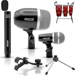 5 Core Conga Mic Cardioid Dynamic XLR Microphone For Kick Drum Snare Tom Instruments W Pencil Condenser Microphono - CONGO 3 BLK