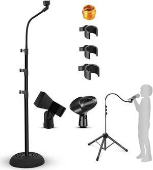 5 Core Mic Stand Floor Adjustable Universal Heavy Duty Gooseneck Microphone Stands Round Base Soporte De microfono MS RBP 3T GSE