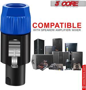 5 CORE 4 Pole Speakon Connector 6 Pieces with Twist Lock Audio Jack Male Plug  Loud Speaker to Amplifier Plug - 4 Conductor Speak-On Cable Adapter Replacement