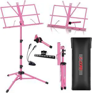 5 Core Sheet Music Stand 2 in 1 Dual Use Professional Portable Adjustable 28-67 Inch Folding Music Note Holder Tripod Stands Pink - MUS FLD 4S PNK WLGT 5 Core Sheet Music Stand 2 in 1 Dual Use Professional Portable Adjustable 28-67 Inch Folding Music Note Holder Tripod Stands Pink - MUS FLD 4S PNK WLGT