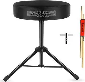 5 Core Drum Throne 3 Inch Thick Padded Comfortable Guitar Stool Drummer Chair Height Adjustable Musician Seat For Adults And Kids Black - DS 01 BLK
