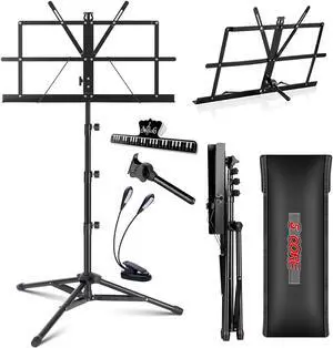 5 Core Sheet Music Stand 2 in 1 Dual Use Professional Portable Adjustable 28-67 Inch Folding Music Note Holder Tripod Stands Black - MUSFLD 4SBLK WLGT 5 Core Sheet Music Stand 2 in 1 Dual Use Professional Portable Adjustable 28-67 Inch Folding Music Note Holder Tripod Stands Black - MUSFLD 4SBLK WLGT