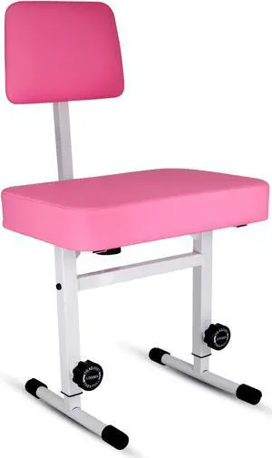 5 Core Piano Bench 3 Inch Padded Cushioned Stool w Backrest Heavy Duty Musician Chair Height Adjustable Keyboard Seat w Nonslip Rubber Feet Pink - PNB B-REST PNK 5 Core Piano Bench 3 Inch Padded Cushioned Stool w Backrest Heavy Duty Musician Chair Height Adjustable Keyboard Seat w Nonslip Rubber Feet Pink - PNB B-REST PNK