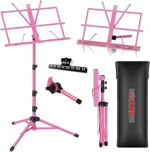 5 Core Music Stand 2 in 1 Dual Use Sheet Music Professional Portable Adjustable 27.6-67 Inch Folding Music Note Holder Tripod Stands Pink MUS FLD 4S PNK 5 Core Music Stand 2 in 1 Dual Use Sheet Music Professional Portable Adjustable 27.6-67 Inch Folding Music Note Holder Tripod Stands Pink MUS FLD 4S PNK