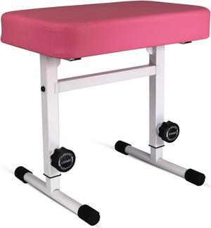 5 CORE Keyboard Bench Piano Stool T Style Pink Thick Padded Cushion Seat | Height Adjustable 17 to 22 inch | Keyboard Chair (PU Leather) - KBB H-ADJ PNK