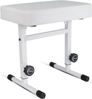 5 CORE Keyboard Bench Piano Stool T Style White Thick Padded Cushion Seat | Height Adjustable 17 to 22 inch | Keyboard Chair (PU Leather) - KBB H-ADJ WH