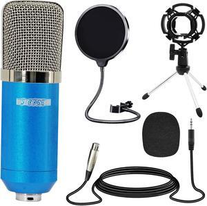 5 Core XLR Microphone Condenser Mic for Computer Gaming, Podcast Tripod Stand Kit for Streaming, Recording, Vocals, Voice, Cardioids Studio Microphone 5 Core RM 7 BLU